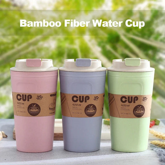 420ml Eco-Friendly Bamboo Coffee Travel Mug | Reusable & Non-Slip Cup with Lid