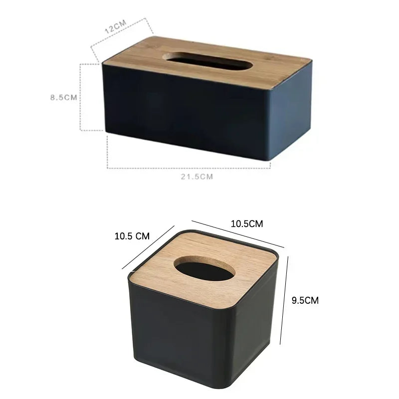 Stylish Tissue Box with Bamboo Cover – Elegant Napkin Holder for Home & Hotel Décor