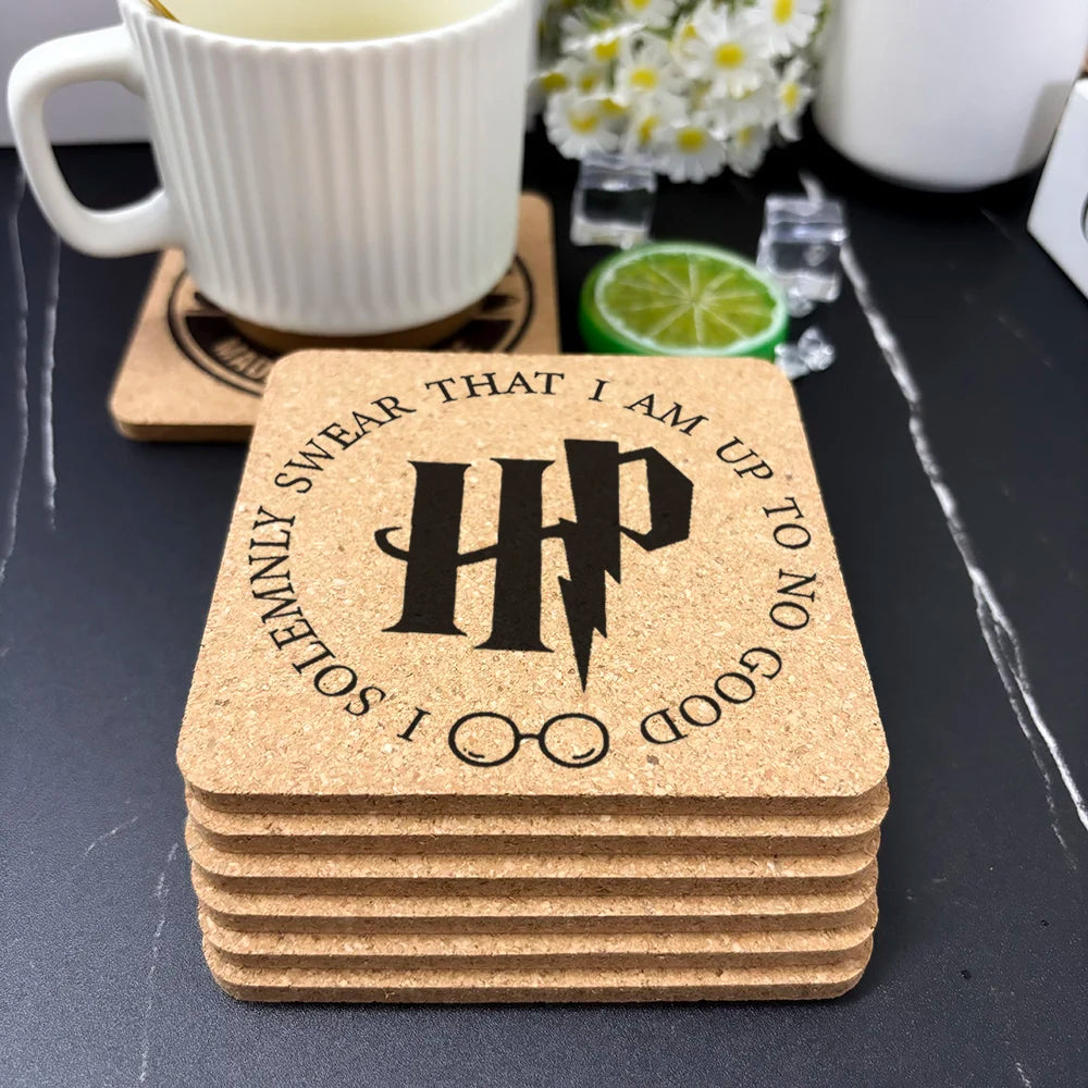 Harry Potter-Themed Cork Coasters – Eco-Friendly Hogwarts Drink Mats (Set of 6)