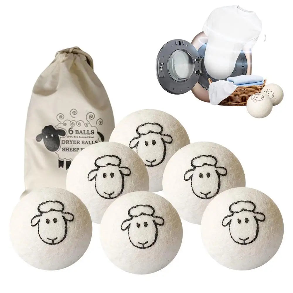 Natural Wool Dryer Balls | 6-Pack Reusable Laundry Balls | Reduce Wrinkles & Save Drying Time