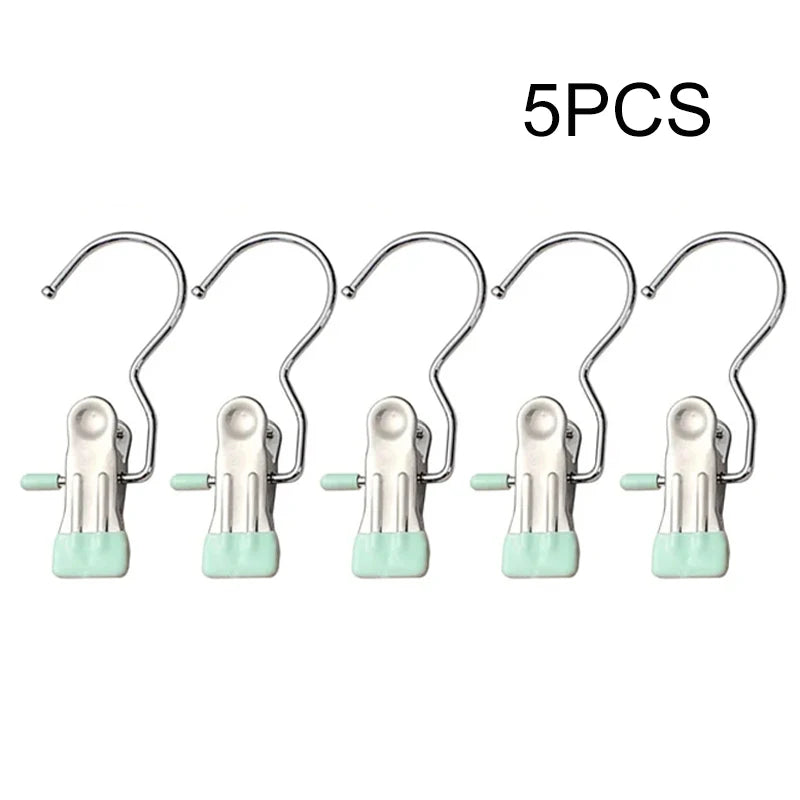 5PCS Stainless Steel Clothespins with Hooks – Durable & Eco-Friendly Laundry Pegs