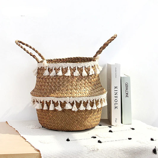 Handmade Wicker & Seagrass Storage Basket – Eco-Friendly, Foldable & Multi-Purpose