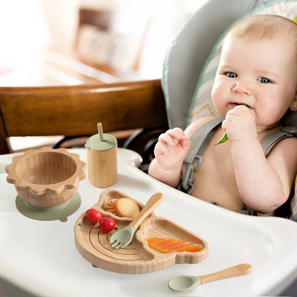 Eco-Friendly Baby Bamboo Dinnerware Set | Non-Toxic | Suction Base | Safe Feeding Essentials