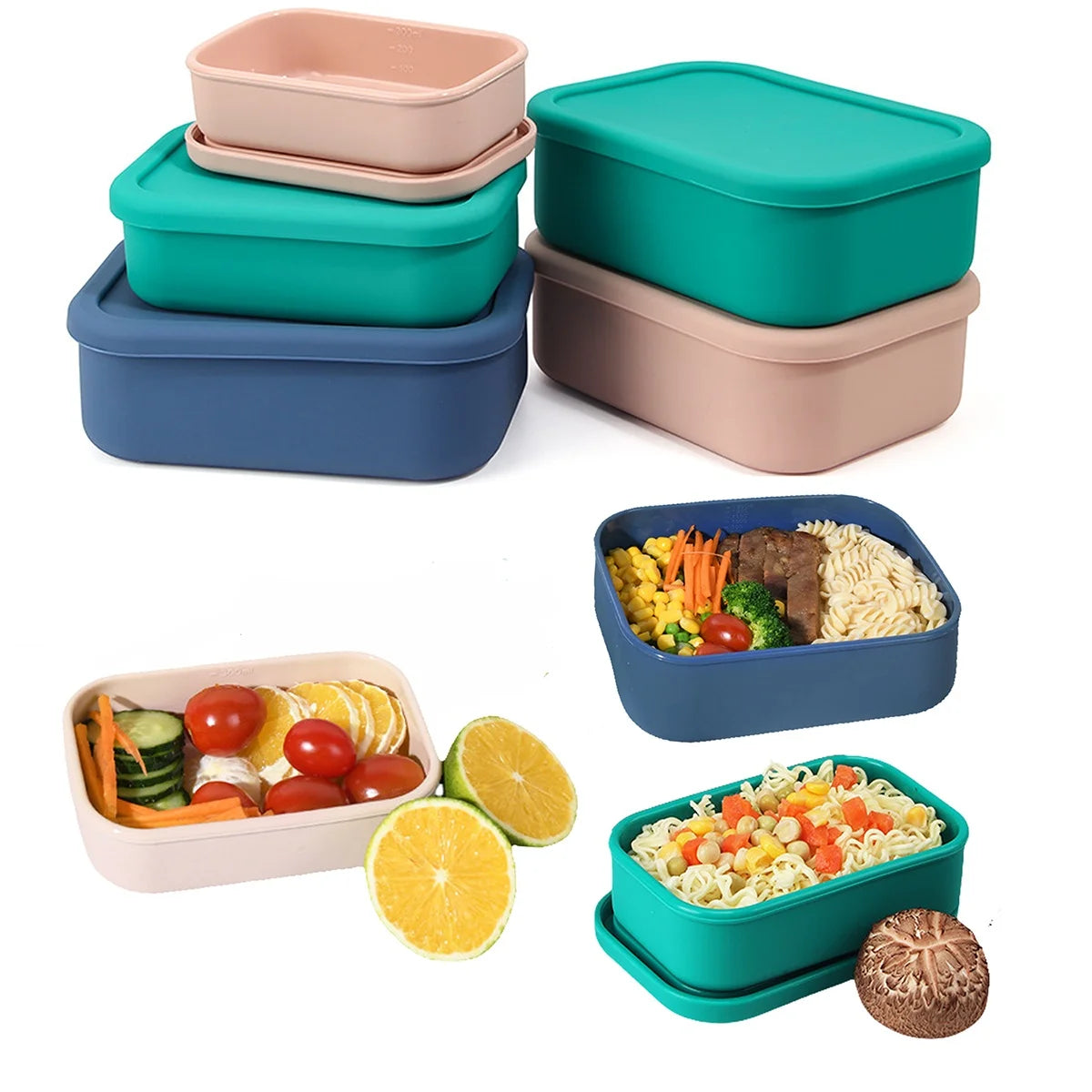 Eco-Friendly 3-Pack Silicone Food Storage Containers | Microwave & Oven Safe | Airtight Bento Lunch Boxes | 100% Food Grade Silicone | Reusable & Long-Lasting