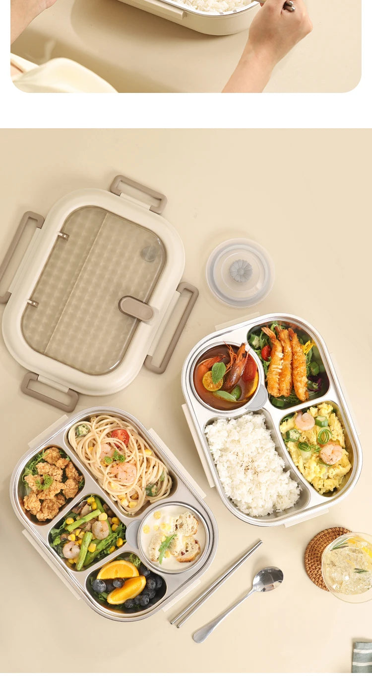 304 Stainless Steel Insulated Lunch Box – Leakproof, Portable, & Large-Capacity Bento Box