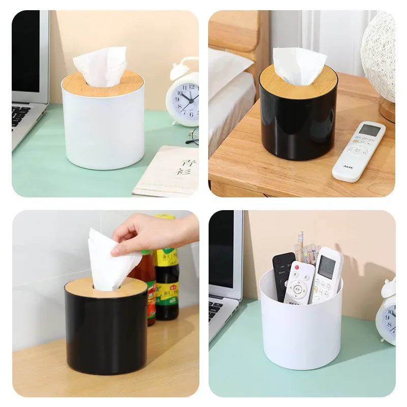 Eco-Friendly Bamboo Tissue Box – Minimalist Japanese Style Roll Paper Holder | Sustainable Home Décor