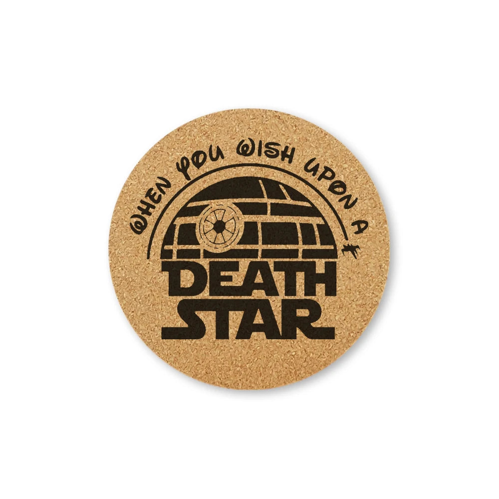 Star Wars Engraved Cork Coasters – Eco-Friendly Drink Mats for Coffee & Tea (Set of 2)