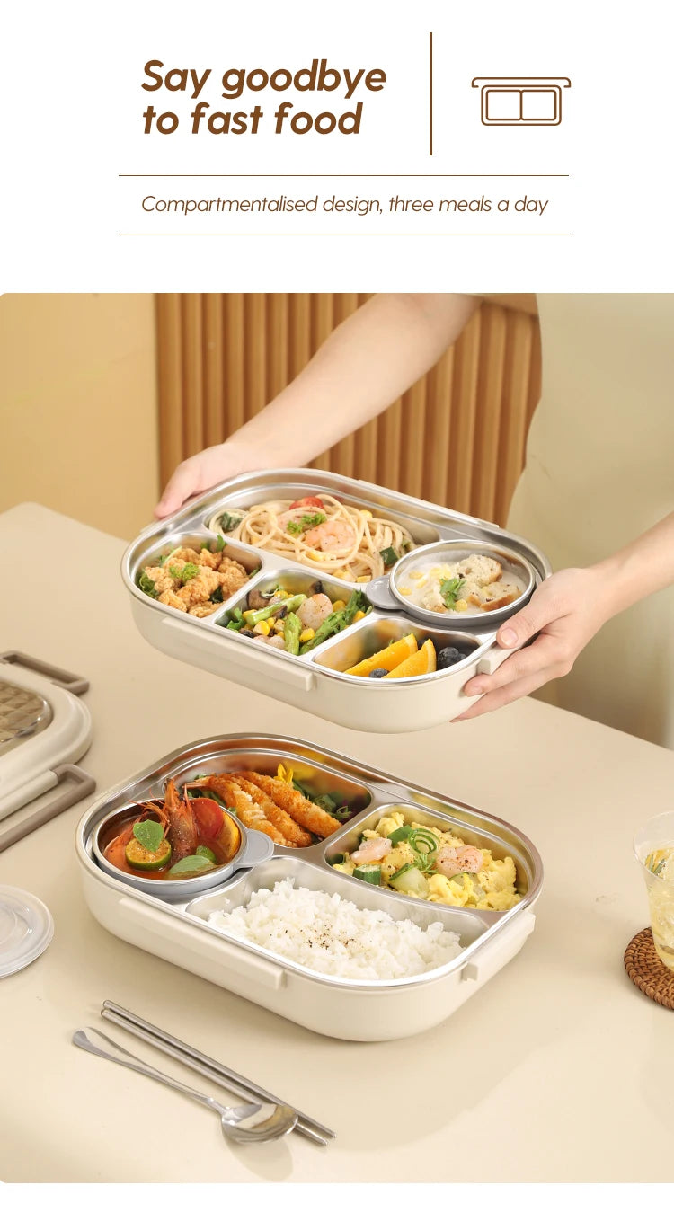 304 Stainless Steel Insulated Lunch Box – Leakproof, Portable, & Large-Capacity Bento Box