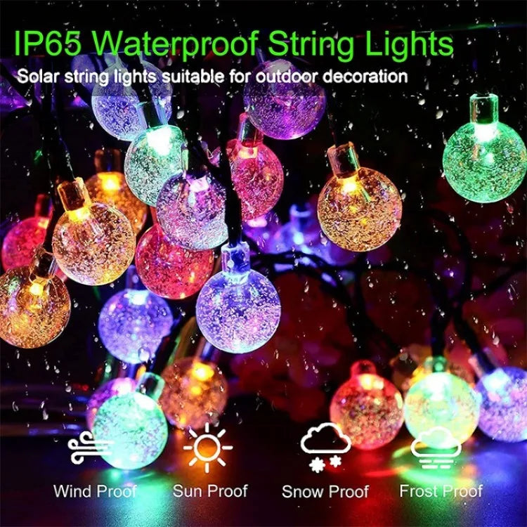 Solar String Lights Outdoor - LED Crystal Globe Fairy Lights, Waterproof, 8 Modes for Garden, Christmas & Party Décor | Solar Powered, Energy Efficient