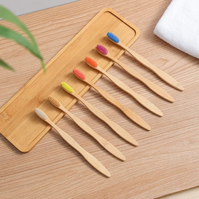 10-Pack Biodegradable Bamboo Toothbrushes | Eco-Friendly, BPA-Free, Soft Bristles | Sustainable Dental Care