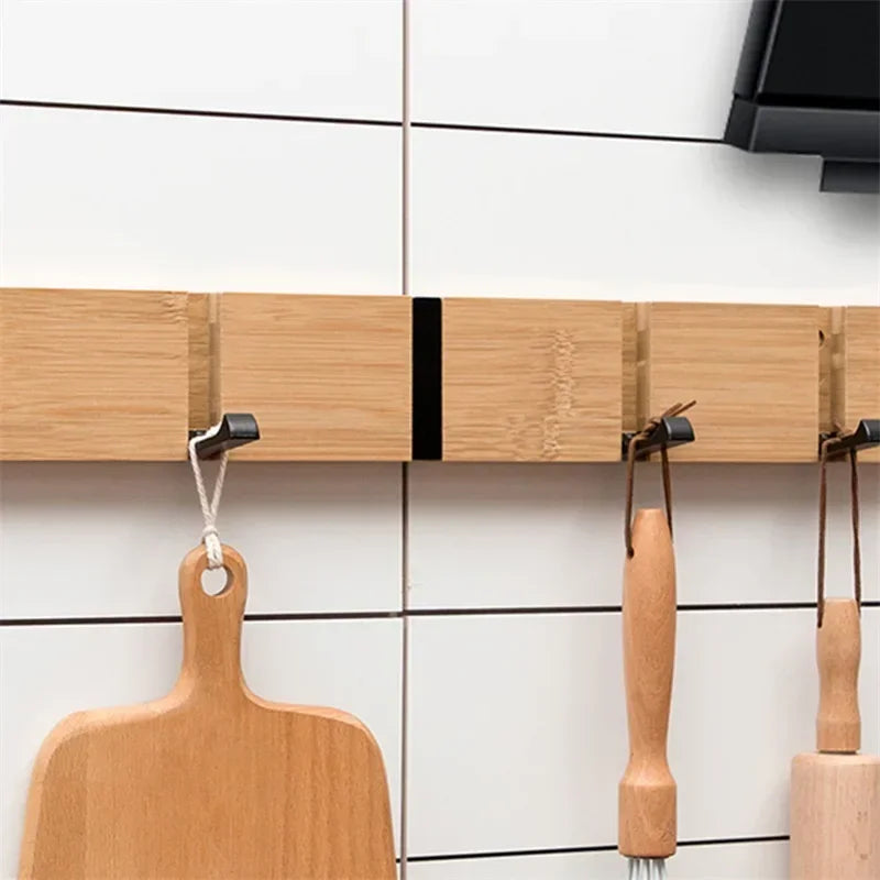 Bamboo Wall-Mounted Coat Rack – 3 & 4 Hook Options, Modern & Space-Saving