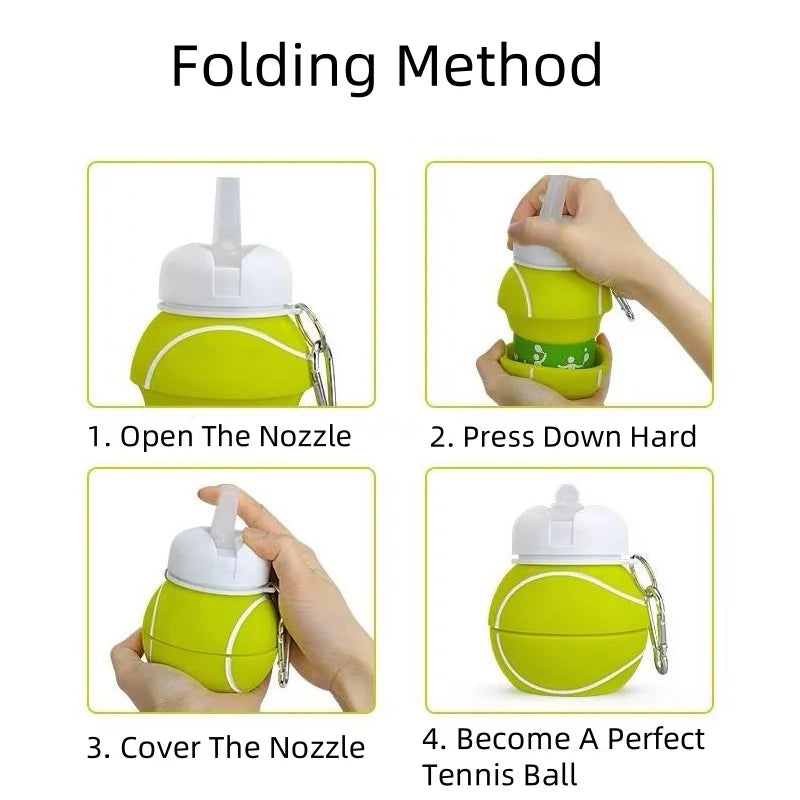 Foldable Silicone Sports Water Bottle – 550ml Leakproof & Portable for Kids & Outdoor Activities