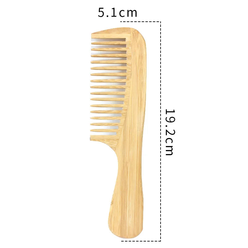 Bamboo Wide Tooth Comb | Anti-Static Detangling Hair Brush for Curly & Straight Hair | Gentle Scalp Massage & Smoothing | Eco-Friendly for Women & Men