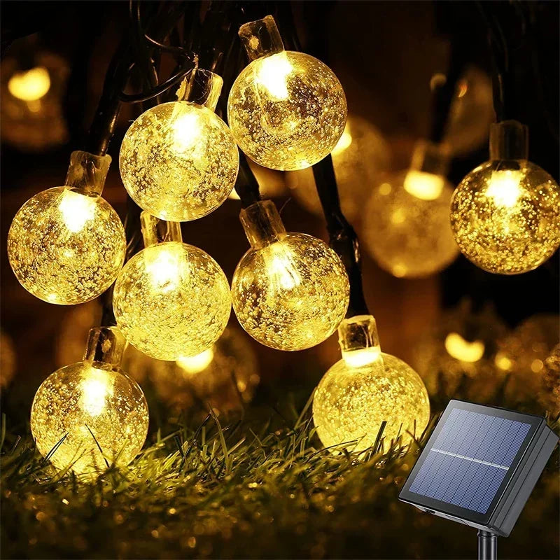 Solar String Lights Outdoor - LED Crystal Globe Fairy Lights, Waterproof, 8 Modes for Garden, Christmas & Party Décor | Solar Powered, Energy Efficient