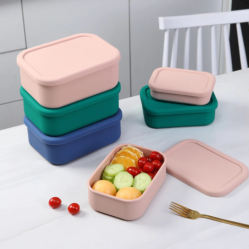 Eco-Friendly Silicone Bento Lunch Box for Kids | Leakproof, Reusable & Microwavable | Safe & Portable Food Storage for School, Picnic, and Meal Prep