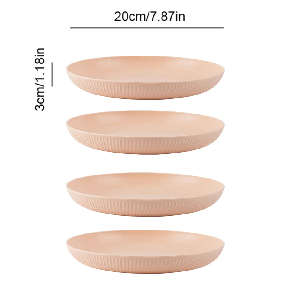 4Pcs Wheat Straw Dinner Plates Set | Eco-Friendly, Dishwasher Safe, Round Plates | Sustainable Tableware for Home, Hotel, & Party