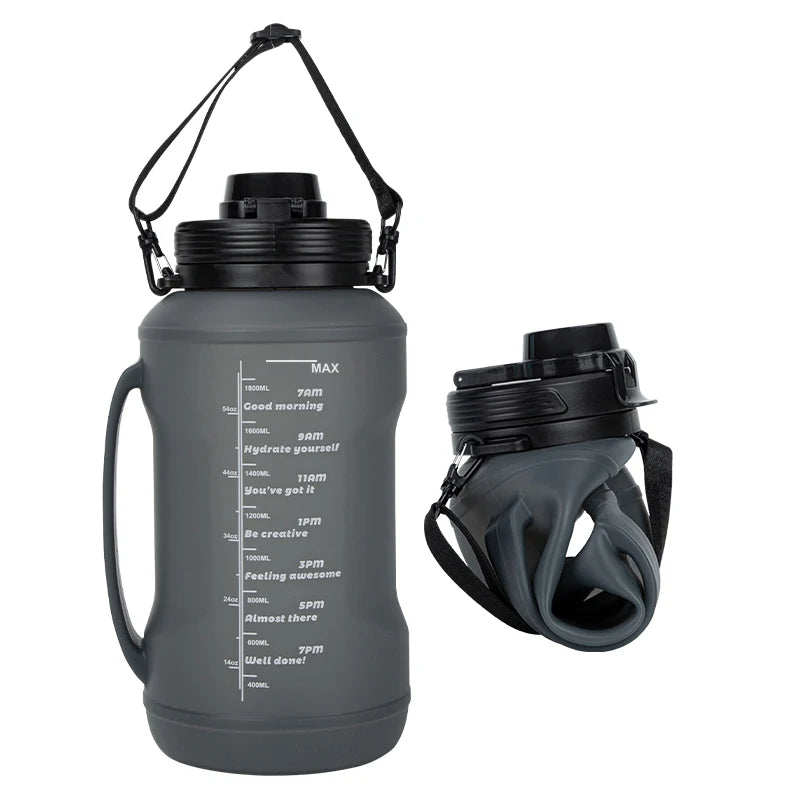 Foldable Silicone Water Bottle | Eco-Friendly, Leak-Proof & Motivational | Perfect for Hiking, Gym & Travel