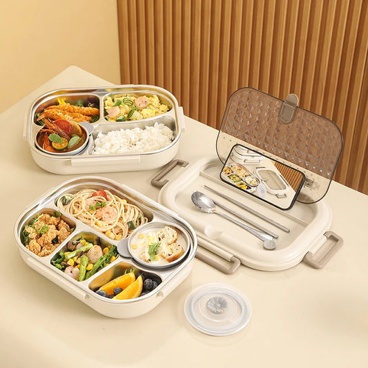 304 Stainless Steel Insulated Lunch Box – Leakproof, Portable, & Large-Capacity Bento Box