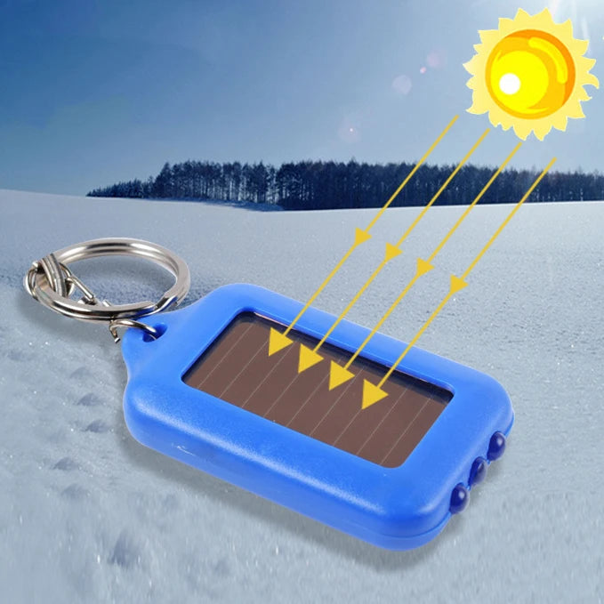 Solar-Powered LED Flashlight Keychain – Portable Emergency Light for Camping & Survival