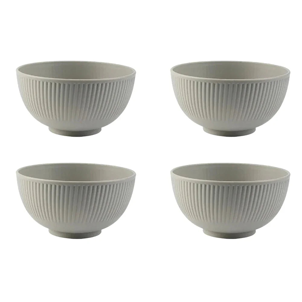 Grey Wheat Straw Dinnerware Set | Eco-Friendly 4Pcs/16Pcs Bowl, Cup, and Dish Set | Portable Tableware Kits for Home, Party, Picnic & Camping | Sustainable Dining