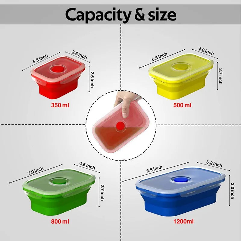 Collapsible Silicone Food Storage Container | Eco-Friendly Bento Lunch Box | Leakproof & Space-Saving Design