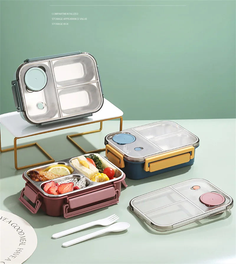 Stainless Steel Leakproof Lunch Box – Eco-Friendly, Insulated Food Container with Cutlery