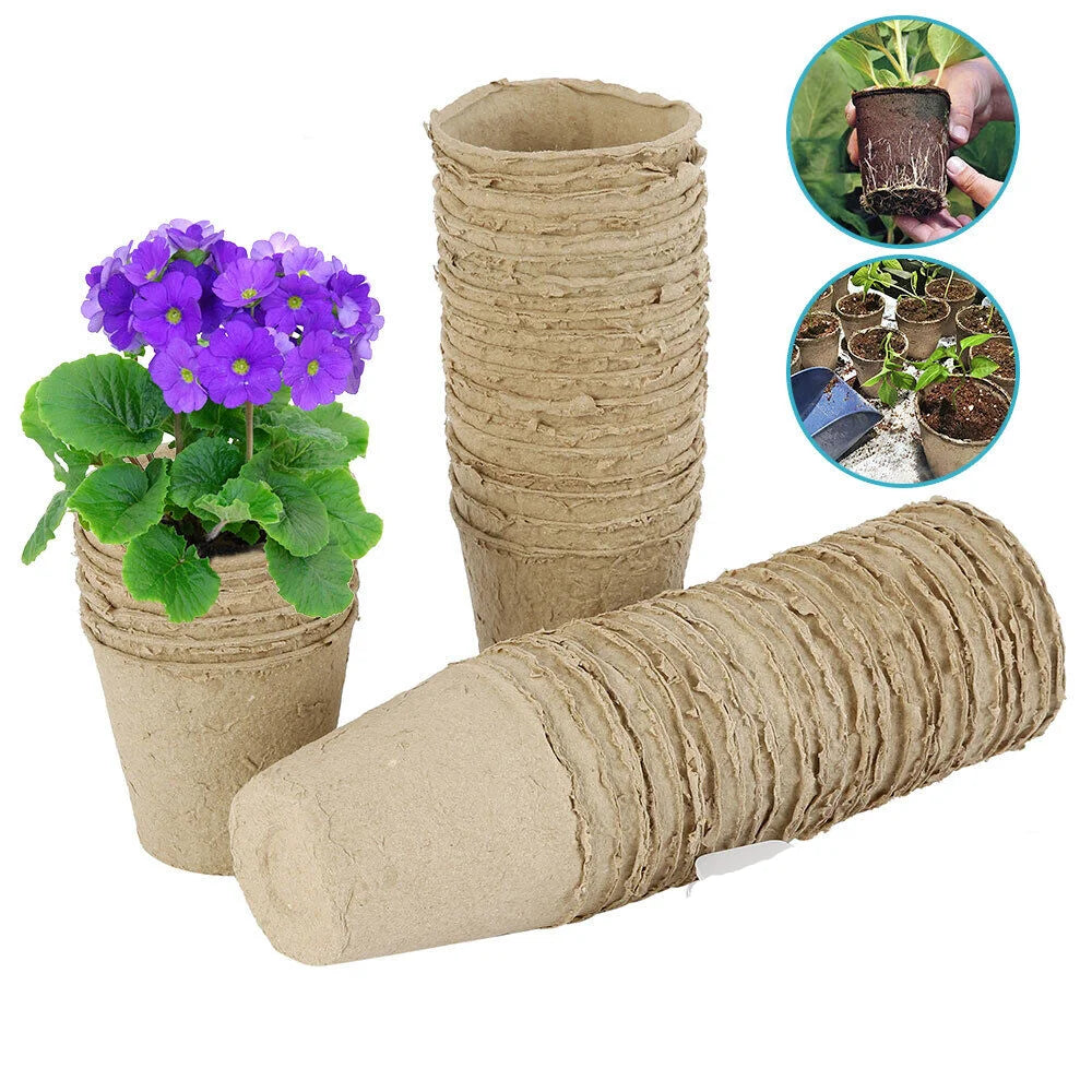 10PCS Biodegradable Fiber Planting Pots – Eco-Friendly Seedling Starter