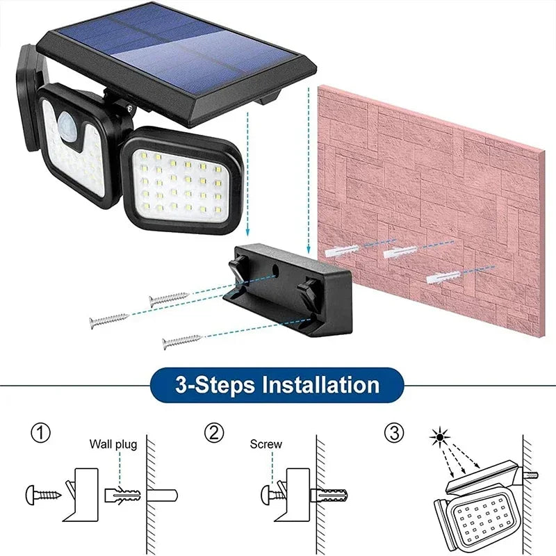 Solar Motion Sensor Light – Ultra Bright LED Outdoor Safety Light with 270° Lighting, Waterproof, and 3 Modes