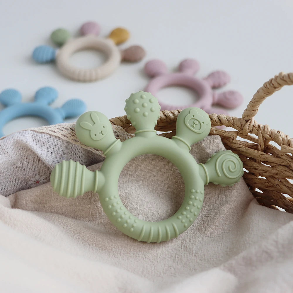 Eco-Friendly Silicone Baby Teether | Safe & Chewy | Sensory Gum Relief | BPA Free