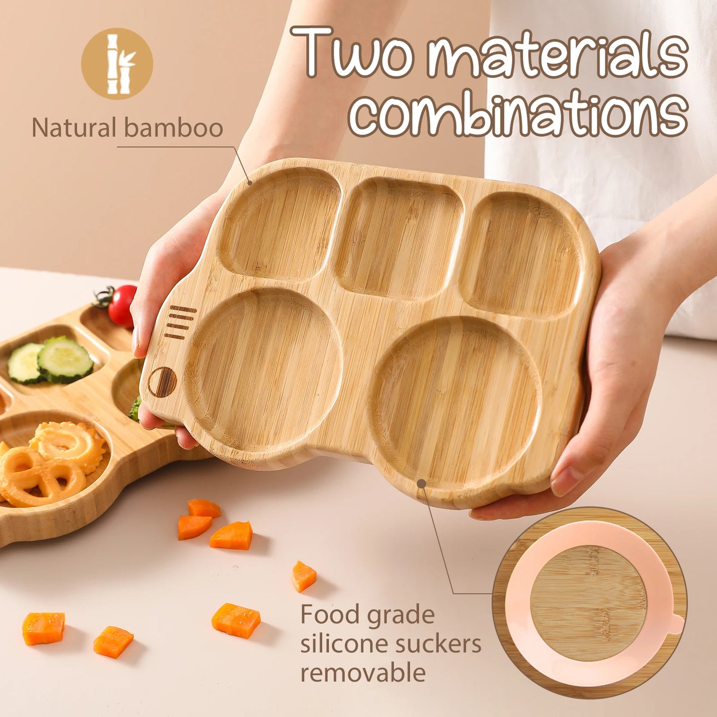 Baby Bamboo Suction Plate Set | Eco-Friendly & BPA-Free Baby Feeding Tableware