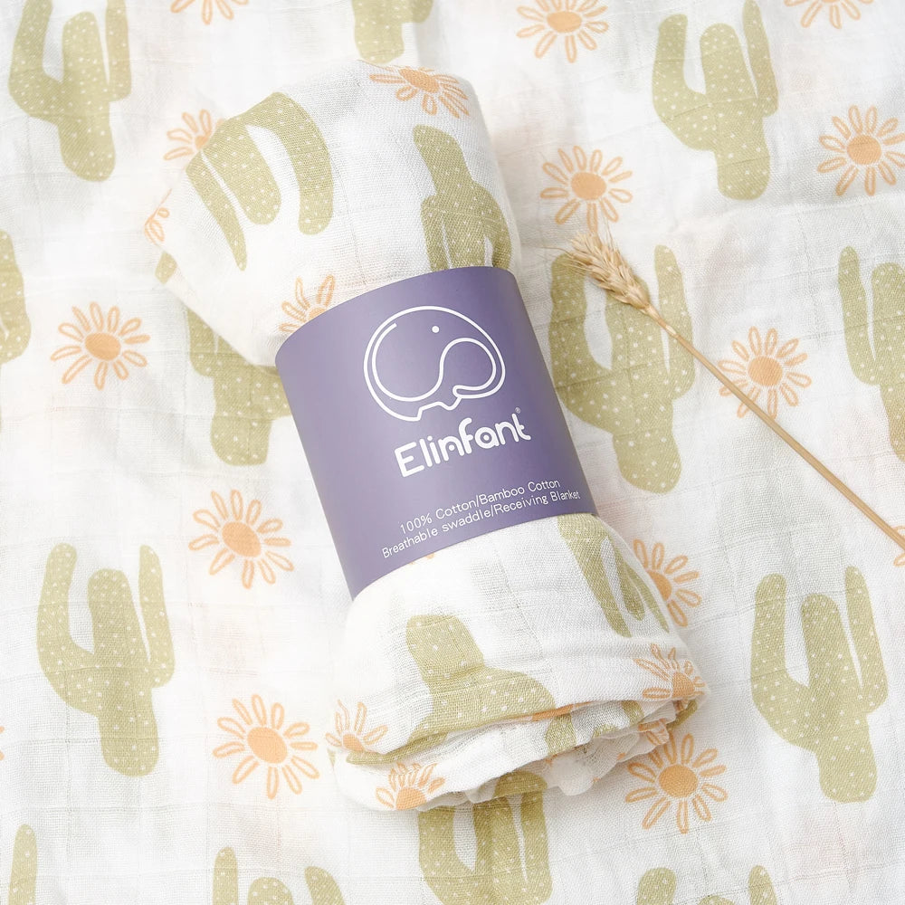 Bamboo Cotton Baby Swaddle Blanket (110x120 cm) - Soft, Breathable & Eco-Friendly | Reusable & Quick-Dry