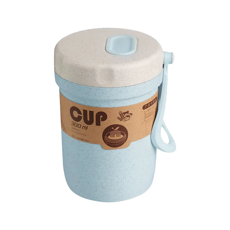 Portable Wheat Straw Coffee Mug with Lid & Spoon – Eco-Friendly, Leakproof & Reusable Travel Cup