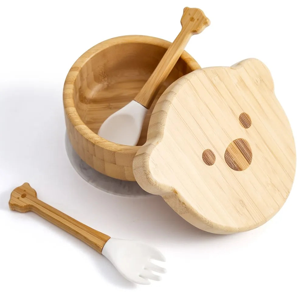 Eco-Friendly Baby Bamboo Dinnerware Set | Non-Toxic | Suction Base | Safe Feeding Essentials