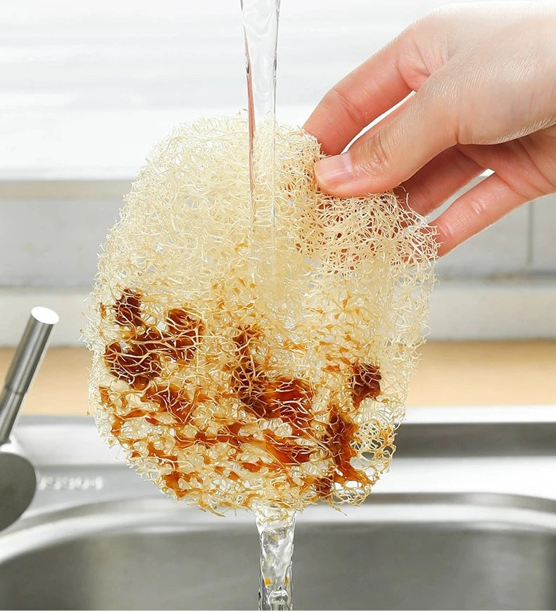 5PCS Natural Loofah Scrub Pads | Eco-Friendly Dishwashing Sponges for a Zero-Waste Kitchen