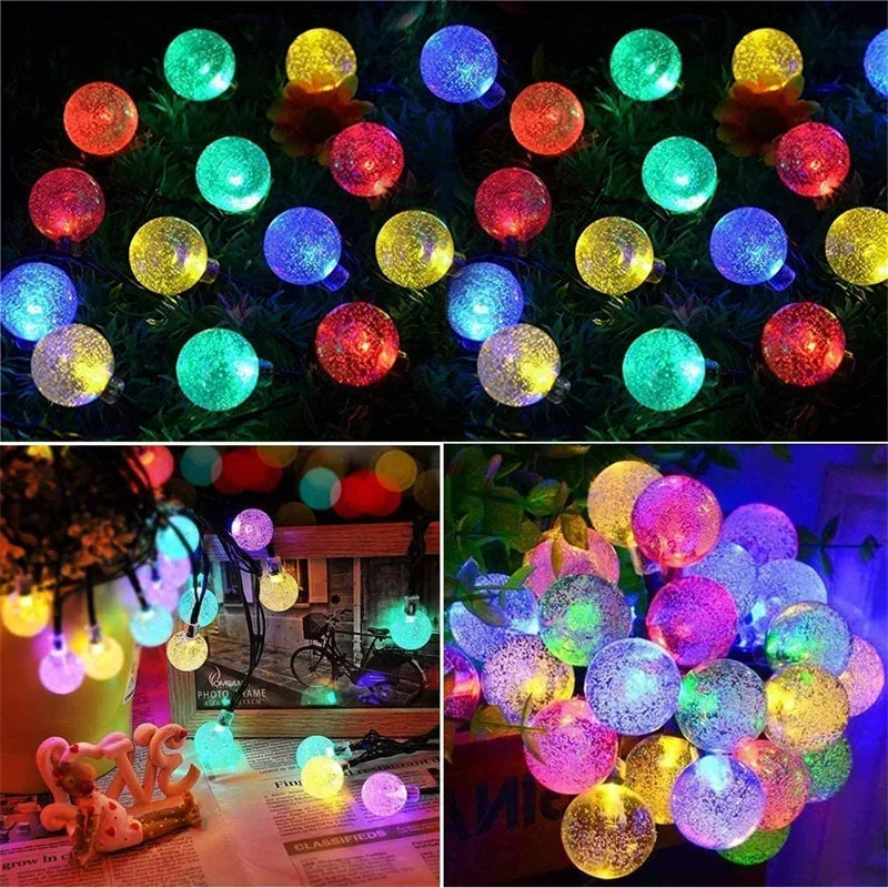 Solar String Lights Outdoor - LED Crystal Globe Fairy Lights, Waterproof, 8 Modes for Garden, Christmas & Party Décor | Solar Powered, Energy Efficient