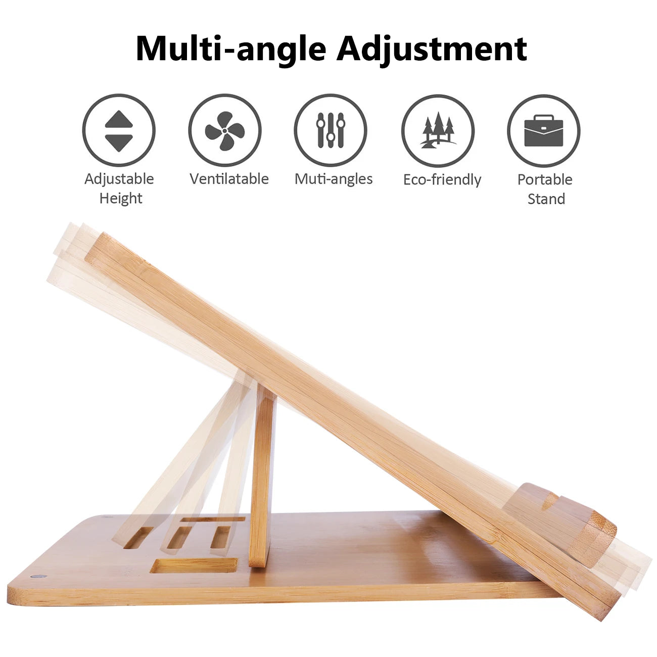 Eco-Friendly Bamboo Laptop Stand – Foldable, Adjustable Multi-Angle Holder for MacBook, iPad, and More