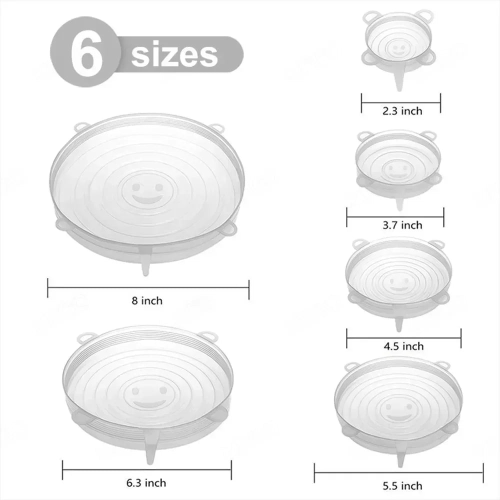 Reusable Silicone Stretch Lids – BPA-Free, Heat-Resistant, Airtight Food Covers (6-Pack)