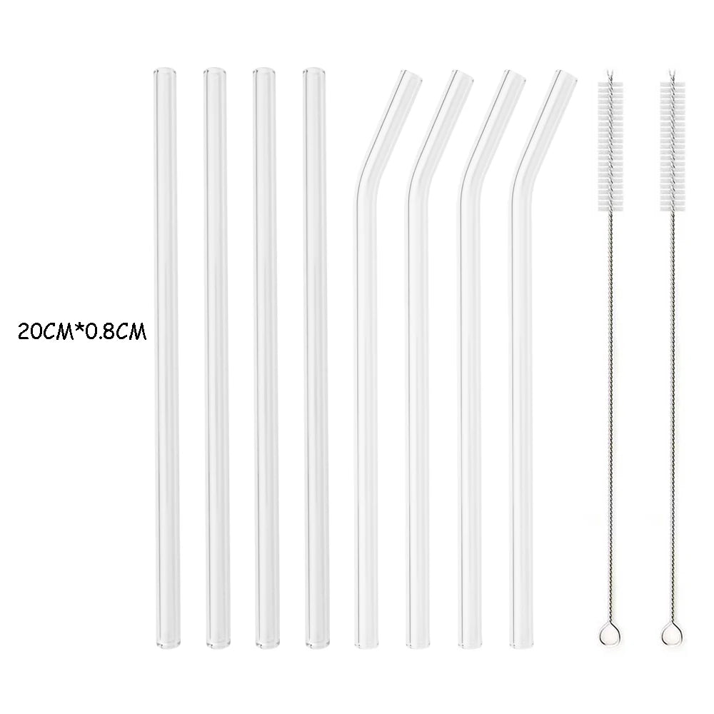 Reusable Glass Straws | High Borosilicate Eco-Friendly Drinking Straws | Boba, Bubble Tea, Milkshakes & More