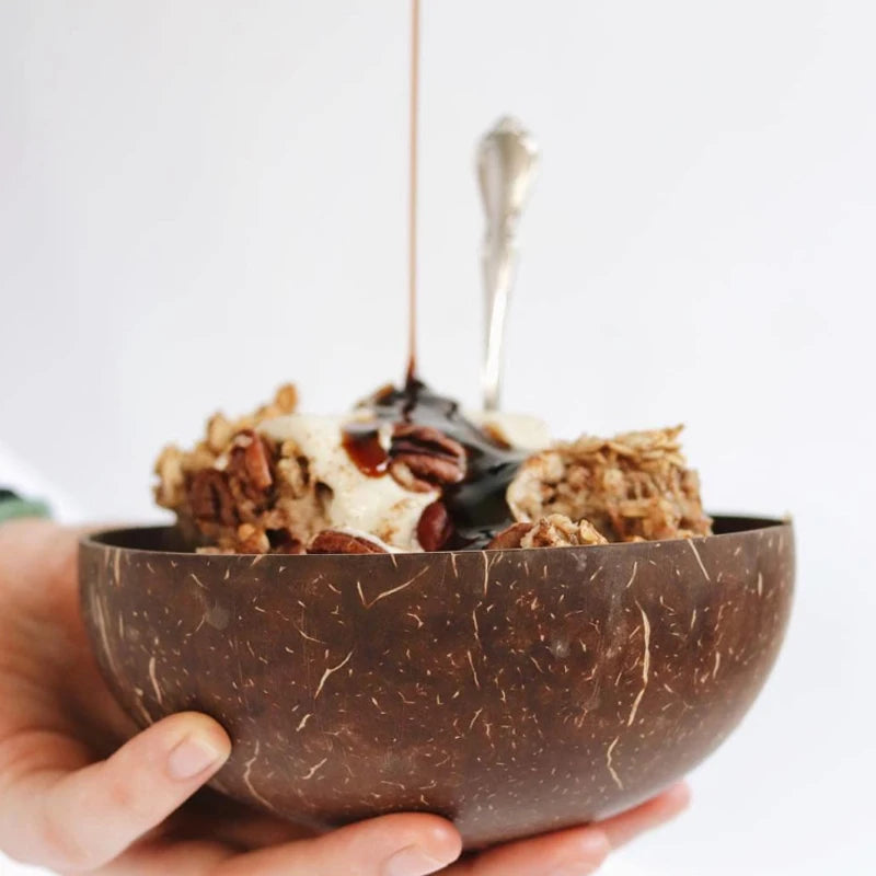 Handmade Natural Coconut Bowl – Eco-Friendly & Sustainable | Perfect for Rice, Salad, Dessert & Snacks