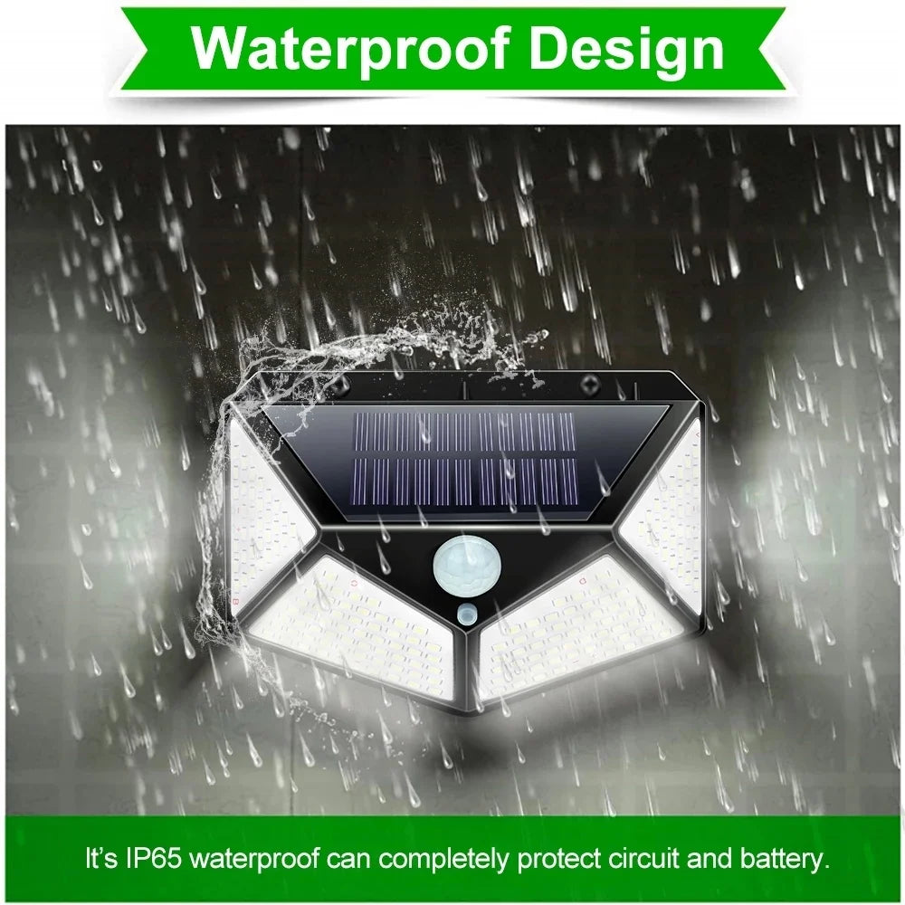 Solar Motion Sensor Light – 100 LED Ultra-Bright Outdoor Security Lamp, Waterproof, with 3 Modes