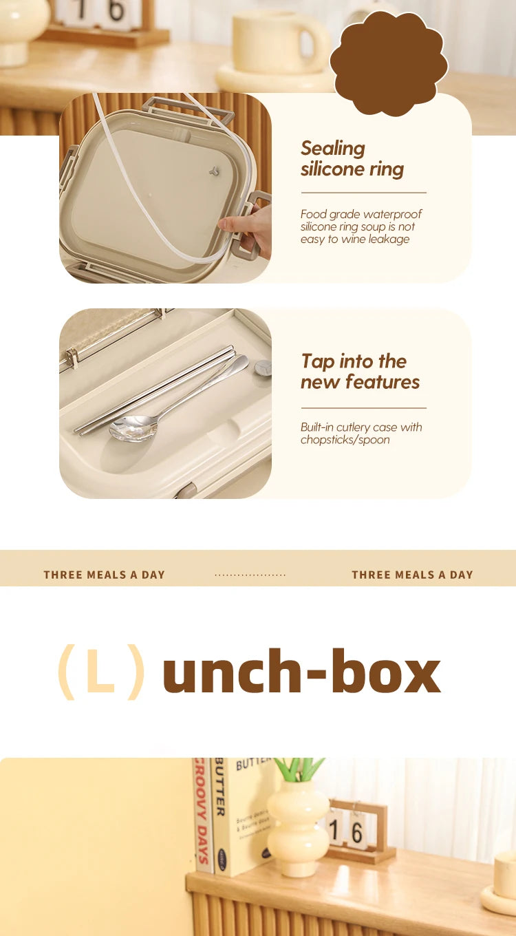 304 Stainless Steel Insulated Lunch Box – Leakproof, Portable, & Large-Capacity Bento Box