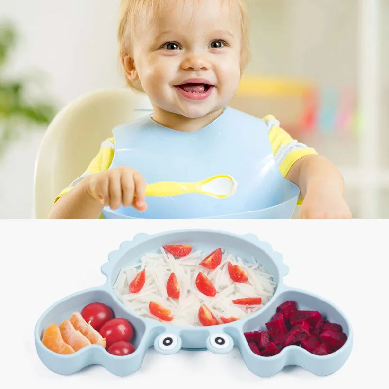 9-Piece Baby Silicone Feeding Set | BPA-Free Non-Slip Suction Bowl & Plate | Waterproof Bib & Cup