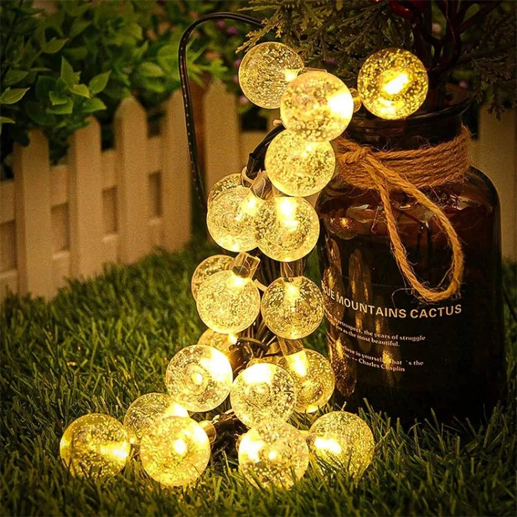 Solar String Lights Outdoor - LED Crystal Globe Fairy Lights, Waterproof, 8 Modes for Garden, Christmas & Party Décor | Solar Powered, Energy Efficient