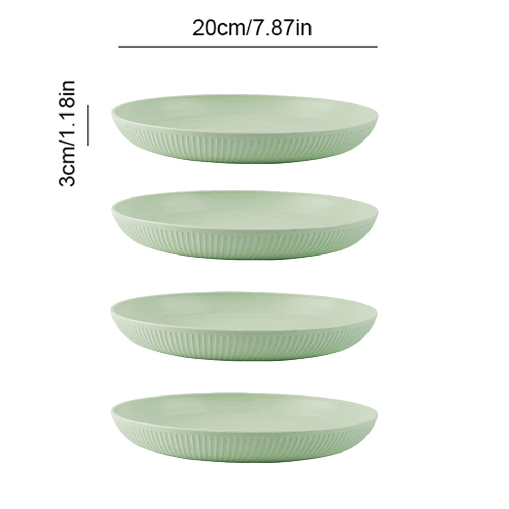 4Pcs Wheat Straw Dinner Plates Set | Eco-Friendly, Dishwasher Safe, Round Plates | Sustainable Tableware for Home, Hotel, & Party