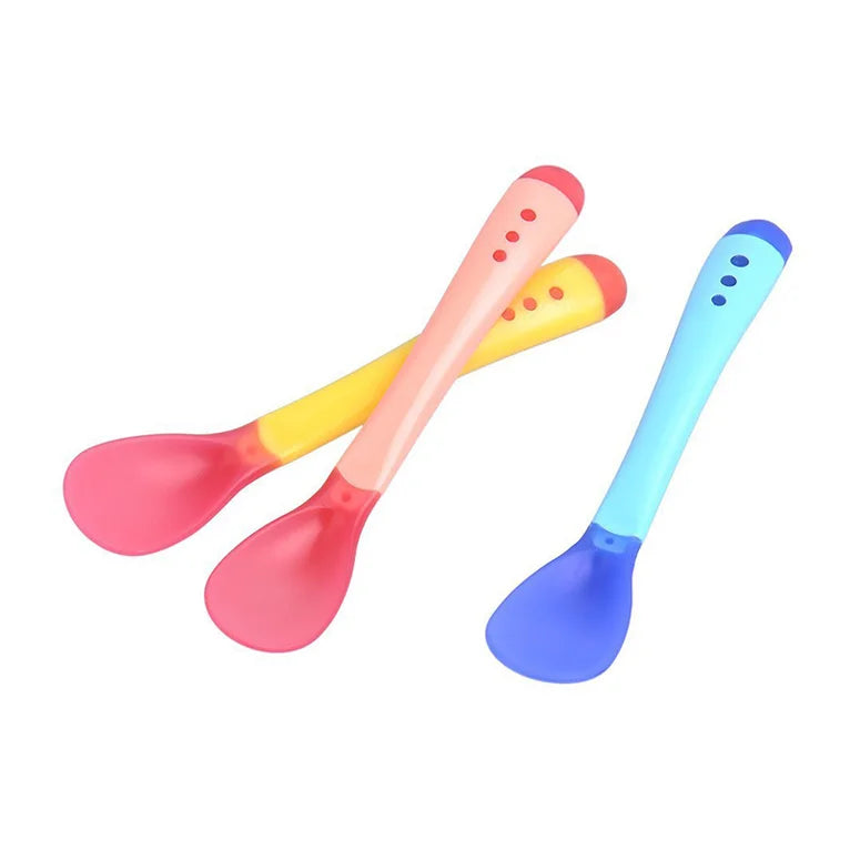 Baby Temperature Sensing Spoon & Fork Set | Soft Silicone | BPA-Free | Safe Self-Feeding