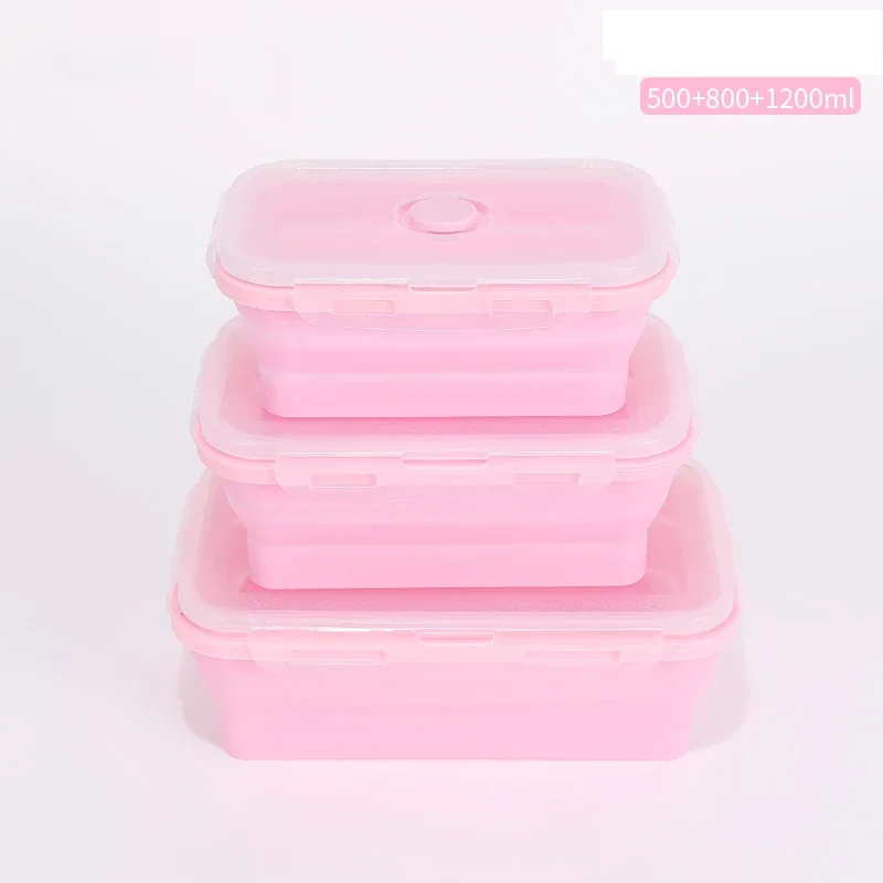 Collapsible Silicone Lunch Box – Eco-Friendly, Leakproof, Microwavable & Foldable Meal Prep Storage