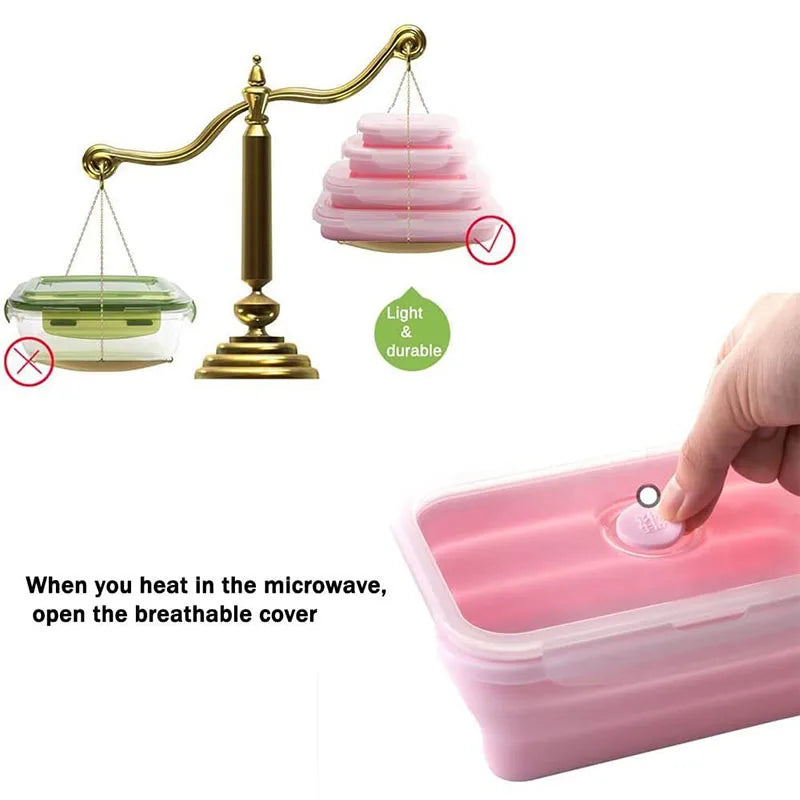 Collapsible Silicone Lunch Box | BPA-Free, Leakproof & Microwavable Meal Prep Container