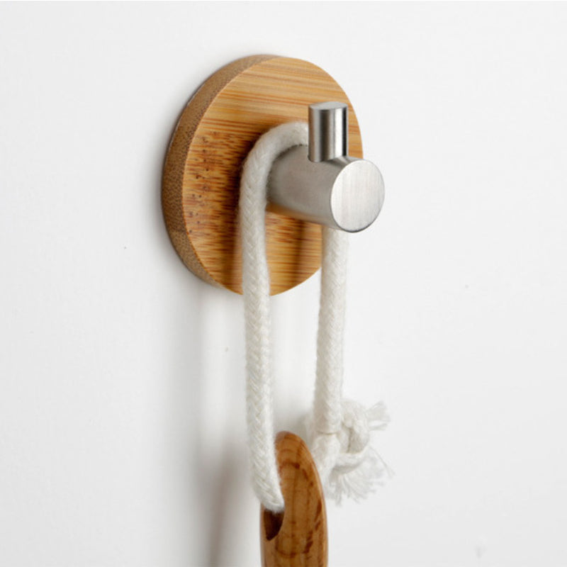 Wall-Mounted Bamboo Hook – Waterproof & Durable for Towels, Clothes & Hats