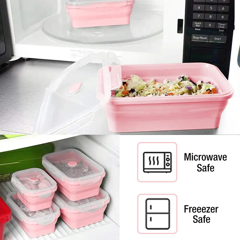 Collapsible Silicone Food Storage Containers – Leakproof, Eco-Friendly, Microwavable Bento Lunch Boxes