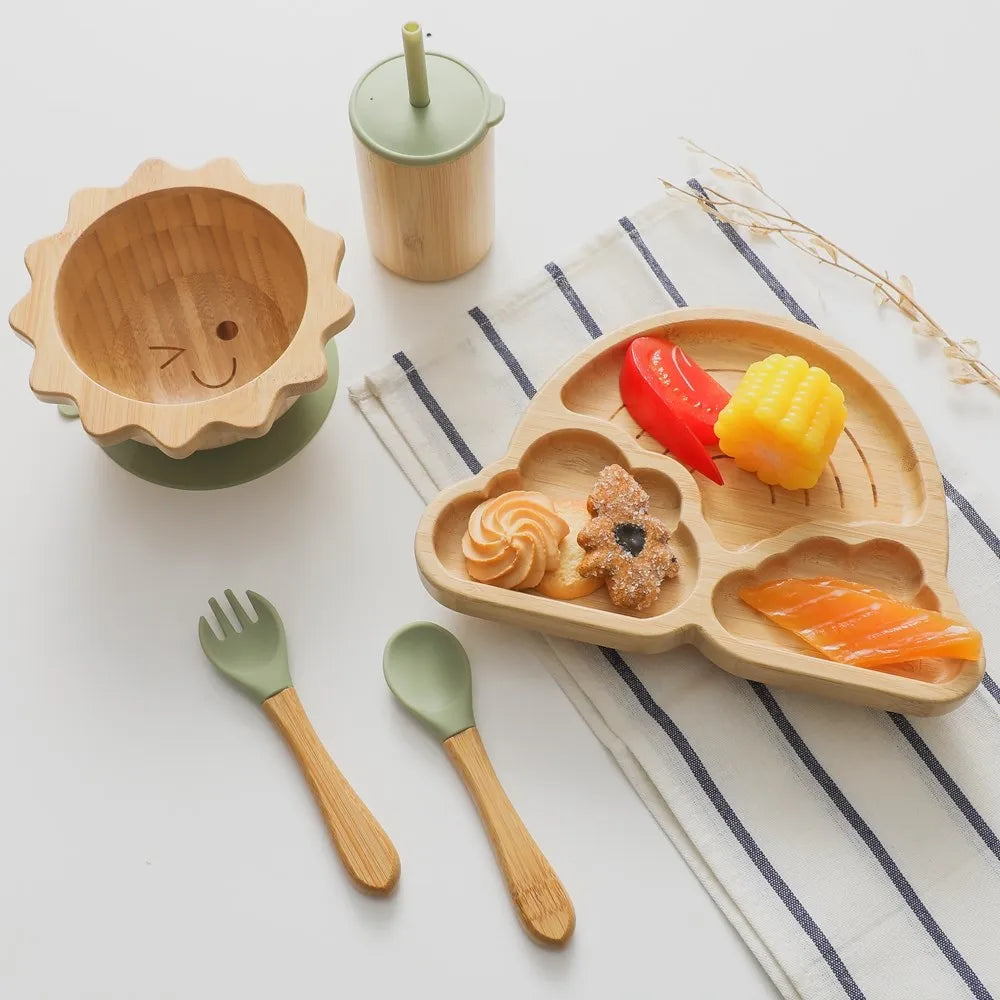 Eco-Friendly Baby Bamboo Dinnerware Set | Non-Toxic | Suction Base | Safe Feeding Essentials